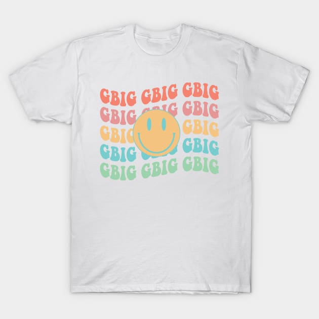 gbig retro happy face, Little big reveal college sorority bid day T-Shirt by bigraydesigns